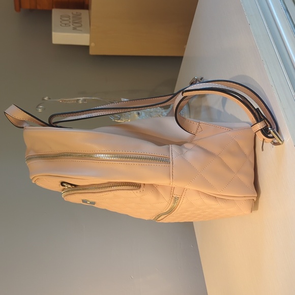 Blush pink quilted Steve Madden backpack 2 outside pockets, 3 inside, like new - Picture 5 of 11